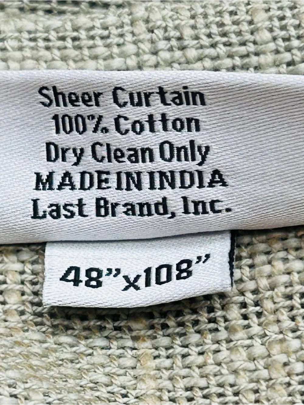 QUINCE Set Of 2 48x108 Cotton Sheer Curtains Grey 9730